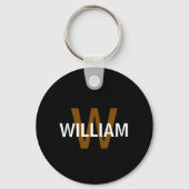 Elegante Zwart&Wit Monogram naam Sleutelhanger (Achterkant)