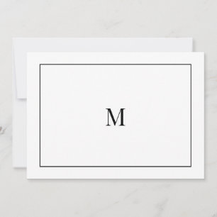 Elegante zwart-wit monogram notitiekaart notitiekaartje