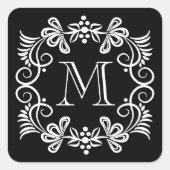 Elegante zwart-wit monogram Stickers (Voorkant)