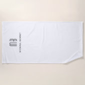 Elegante zwart-wit monogram strandlaken (Voorkant)
