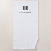 Elegante zwart-wit monogram strandlaken (Voorkant)
