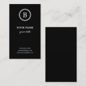 Elegante zwart-wit monogram Visitekaartjes (Voorkant / Achterkant)