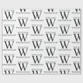 Elegante zwart-wit monogrammed naam cadeaupapier (Vlak)