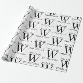 Elegante zwart-wit monogrammed naam cadeaupapier (Uitgerold)