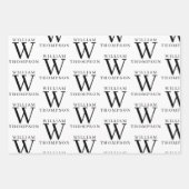 Elegante zwart-wit monogrammed naam inpakpapier vel (Voorkant 2)