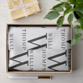 Elegante zwart-wit monogrammed naam tissuepapier (Geschenk)