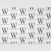 Elegante zwart-wit monogrammed naam tissuepapier (Voorkant)