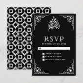 Elegante zwart-wit moslim bruiloft RSVP Kaartje (Voorkant / Achterkant)