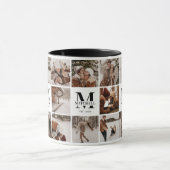 Elegante zwart-wit Multi Photo Collage Keepsake Mok (Midden)