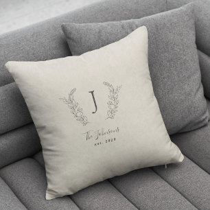 Elegante zwart-wit naam met monogram kussen