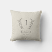 Elegante zwart-wit naam met monogram kussen (Voorkant)