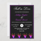 Elegante zwart-wit neon gras herfst bruiloft kaart (Voorkant)