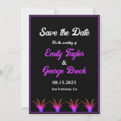 Elegante zwart-wit neon gras herfst bruiloft save the date (Voorkant)