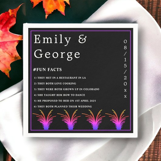 Elegante zwart-wit neon gras herfst bruiloft servet