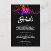 Elegante zwart-wit neon herfst bruiloft details informatiekaartje (Voorkant)