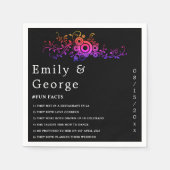 Elegante zwart-wit neon loof val bruiloft servet (Voorkant)