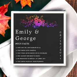 Elegante zwart-wit neon loof val bruiloft servet