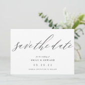 Elegante zwart-wit niet-foto bruiloft save the date (Staand voorkant)