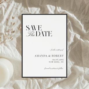 Elegante Zwart-Wit Oud Geld Huwelijk Save The Date