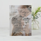 Elegante zwart-wit Overlay 2 foto bruiloft Kaart (Staand voorkant)