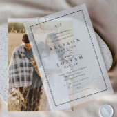 Elegante zwart-wit overlay bruiloft vellum uitnodigingen