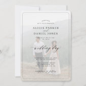 Elegante zwart-wit overlay foto bruiloft kaart (Voorkant)