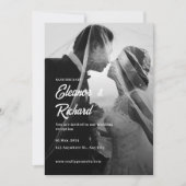 Elegante zwart-wit overlay foto bruiloft kaart (Voorkant)