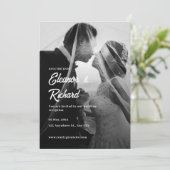 Elegante zwart-wit overlay foto bruiloft kaart (Staand voorkant)