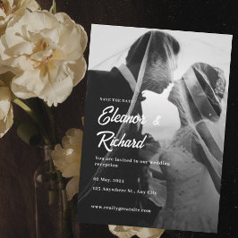 Elegante zwart-wit overlay foto bruiloft kaart