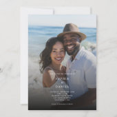 Elegante zwart-wit overlay foto bruiloft kaart (Voorkant)