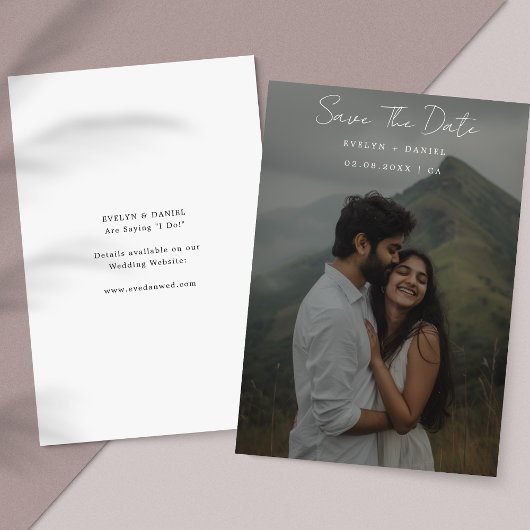 Elegante Zwart & Wit Overlay Foto Bruiloft Save The Date