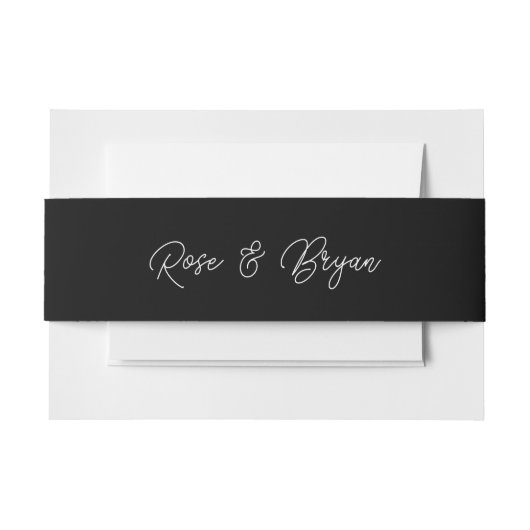 Elegante zwart-wit oversized script bruiloft uitnodigingen wikkel (Voorkant Voorbeeld)