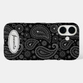 Elegante zwart-wit paisley – Retro Oosters Case-Mate iPhone Case (Achterkant (horizontaal))