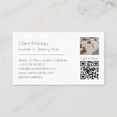 Elegante Zwart Wit Permanente Sieraden QR Code Visitekaartje (Achterkant)