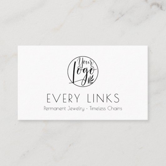 Elegante Zwart Wit Permanente Sieraden QR Code Visitekaartje (Voorkant)