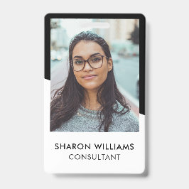 Elegante zwart-wit personeelsfoto bedrijfslogo badge