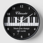 Elegante zwart-wit piano toetsen wandklok (Voorkant)