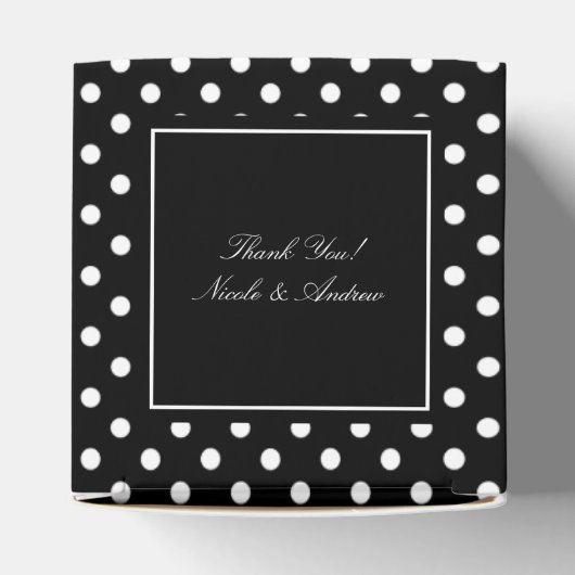 Elegante zwart & wit polkadot bruiloft gunst dozen bedankdoosjes (Bovenkant)