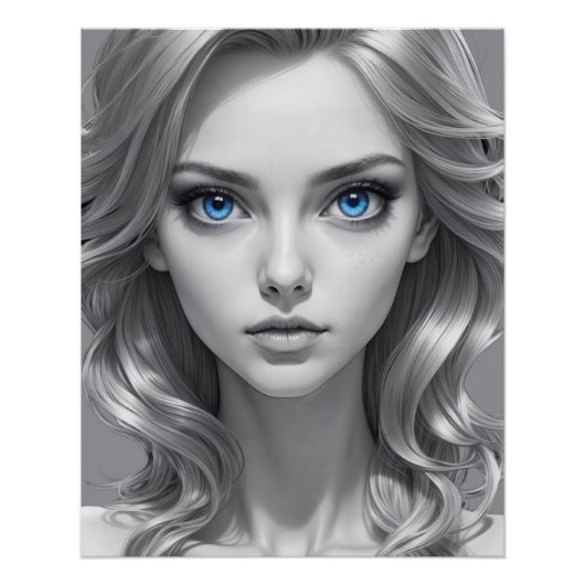 Elegante zwart-wit portretkunst perfect poster (Voorkant)