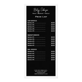 Elegante zwart-wit prijslijst rack Kaart