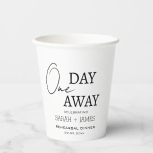 Elegante zwart-wit proefhuwelijksdiner één dag weg papieren bekers