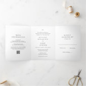 Elegante zwart-wit QR Code Classic Wedding Drieluik Uitnodiging (Binnen)