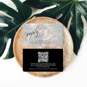 Elegante zwart-wit QR Code Foto RSVP Online Informatiekaartje
