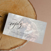 Elegante zwart-wit QR Code Foto RSVP Online Informatiekaartje