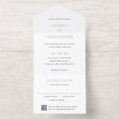 Elegante zwart-wit QR-code Moderne bruiloft All In One Uitnodiging (Binnenkant)