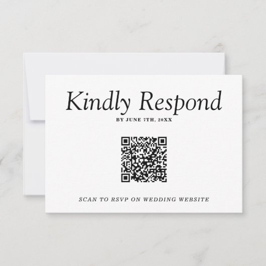 Elegante zwart-wit Retro QR Code Wedding RSVP Kaartje (Voorkant)