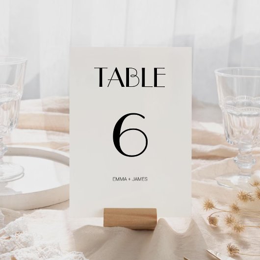 Elegante zwart-wit retro trouwtafel nummer kaart