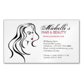 Elegante zwart-wit-rode kapsels schoonheid meisje magnetisch visitekaartje (Voorkant)