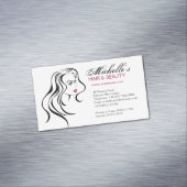 Elegante zwart-wit-rode kapsels schoonheid meisje magnetisch visitekaartje (Voorbeeld)