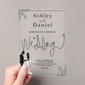 Elegante zwart-wit romantische paar bruiloft acryl uitnodigingen (Insitu (Draagbaar))